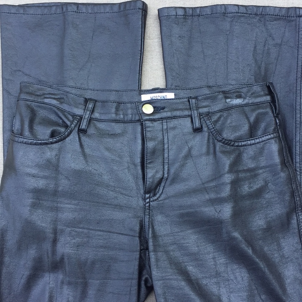 MOSCHINO Leather Look Bootcut Jeans